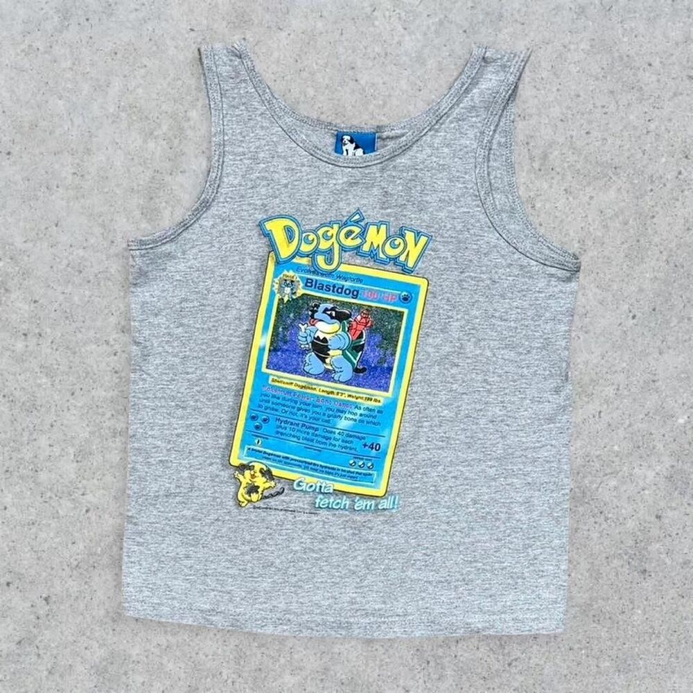 Vintage Big Dogs Dogémon Holographic Blastoise Pokémon Card Tank Top